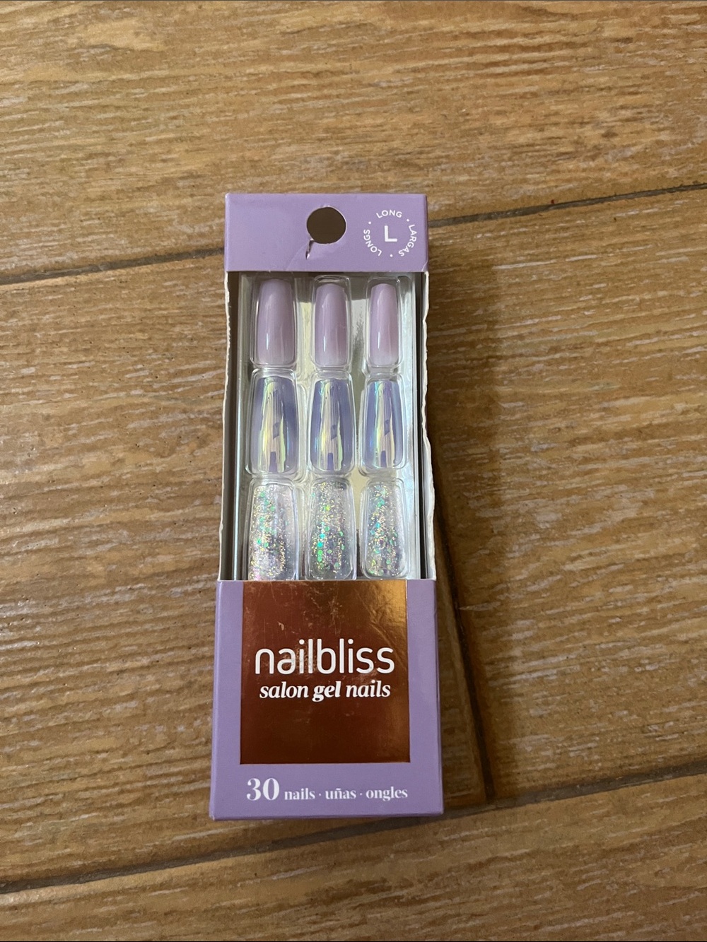 Bliss Long Pink & Iridescent Press-On Nails – 30 Pack
